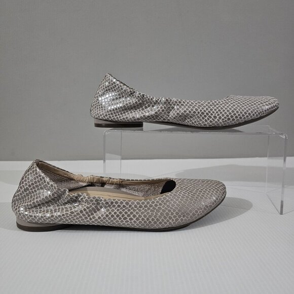 Vionic Alexa Ballet Flat Size 7 Metallic Gray Taupe Leather Lizard Print Slip On - Picture 3 of 13
